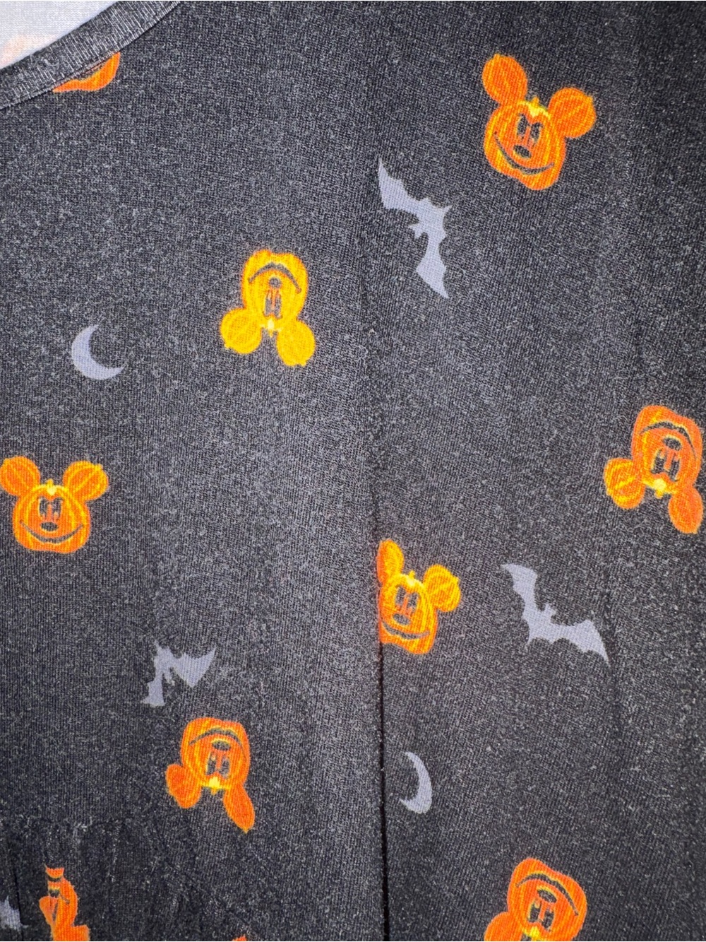 Disney Plus-Size Black Halloween Mickey Print Sleep Top - Orange Accents - Picture 8 of 9